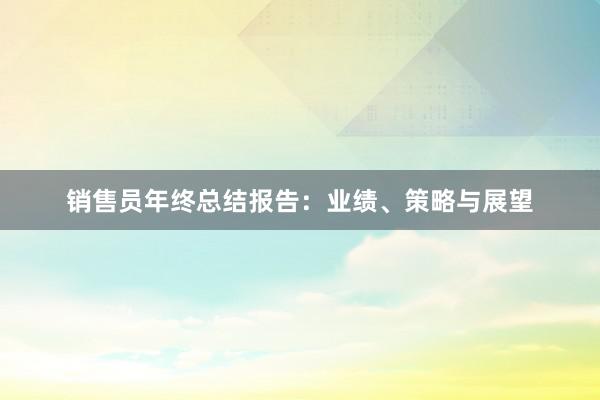 销售员年终总结报告：业绩、策略与展望